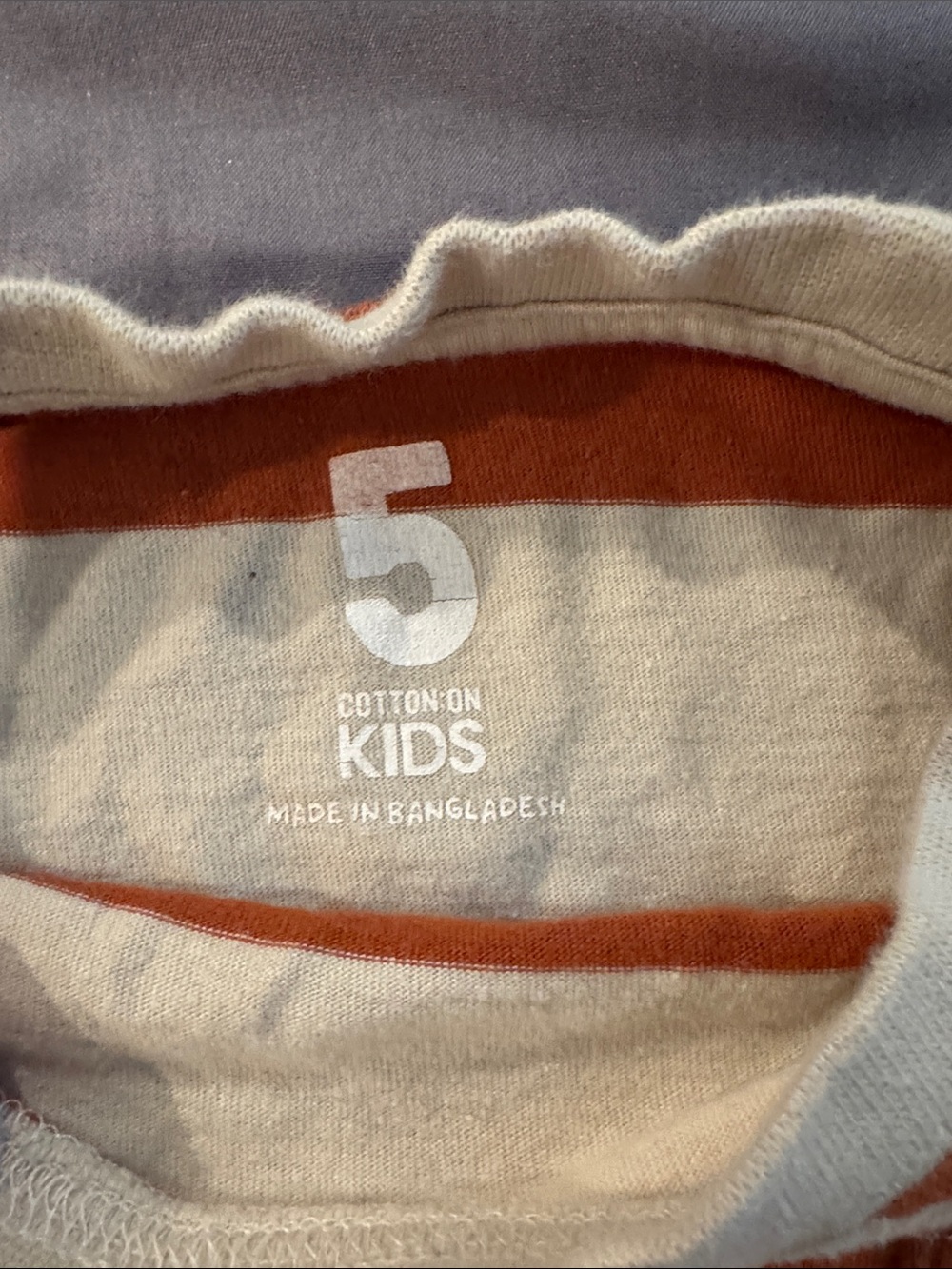 Striped Long-Sleeve Tee in Rust and Cream - Kids - Picture 2 of 3